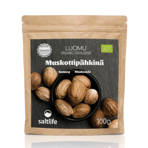 Luomu Muskottip&auml;hkin&auml;, kokonainen 100g